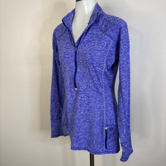 Athleta Running Wild 3.0 Half-Zip Pullover Small Heather Purple Long Sleeve - Picture 4 of 12